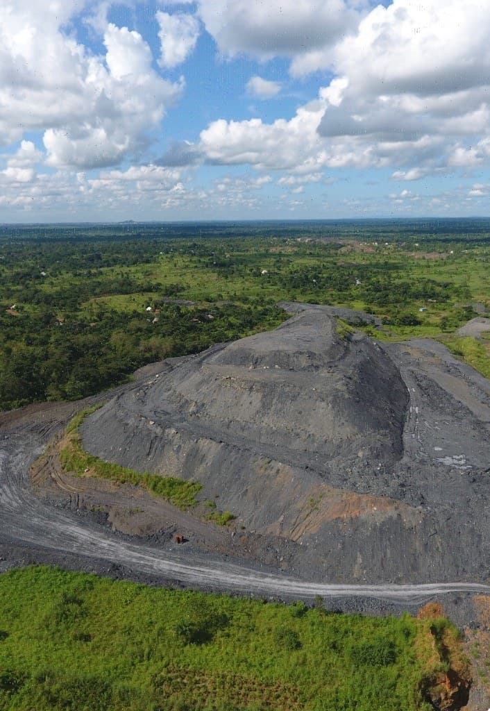 Aerial view of an extractive mining site